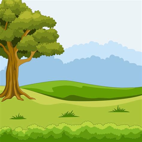 Nature landscape background with green grass and trees 5112477 Vector ...