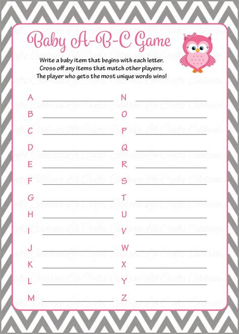 Baby Shower Games Printable