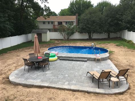 Wilbar optimum semi in-ground pool with raised patio in 2020 | Backyard ...