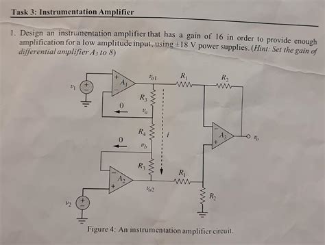 Solved 1. Design an instrumentation amplifier that has a | Chegg.com