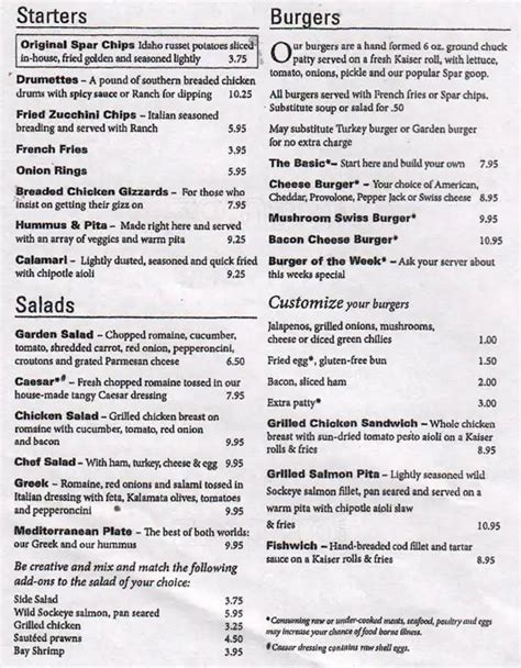 Spar Menu, Menu for Spar, Tacoma, Tacoma - Urbanspoon/Zomato