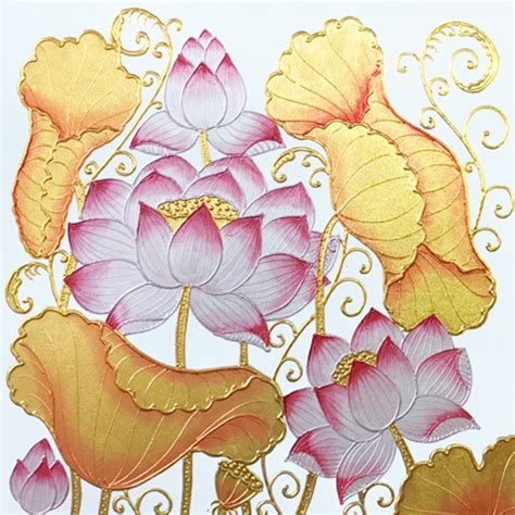 Beautiful Pink Lotus Flower Painting Royal Thai Art | ubicaciondepersonas.cdmx.gob.mx