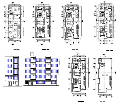 3 star hotel plan with elevation for design AutoCAD File - Cadbull