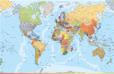 Mapamundi francés | Mapas para Colombia y América Central de pared grandes