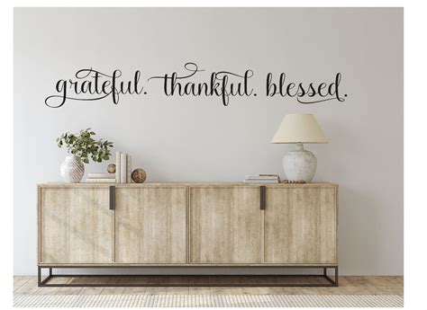 Grateful Thankful Blessed Wall Decal Vinyl Wall Lettering Farmhouse Decor Living Room Entry Hall ...