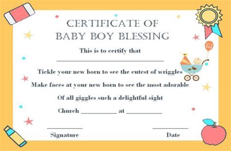 Free Printable Baby Blessing Certificate Templates - Template Sumo | Baby blessing, Certificate ...