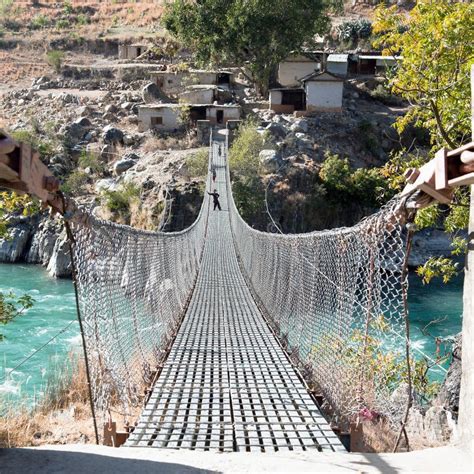 Rope Hanging Suspension Bridge in Nepal Editorial Photography - Image ...