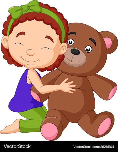 Little Girl Holding Bear Stuff Kids Clip Art Funny Cl - vrogue.co