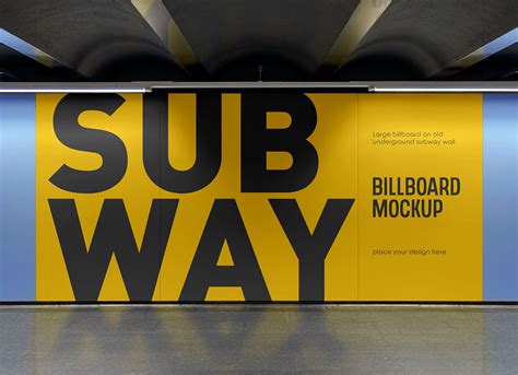 Free Billboard On Subway Wall Mockup PSD - Good Mockups