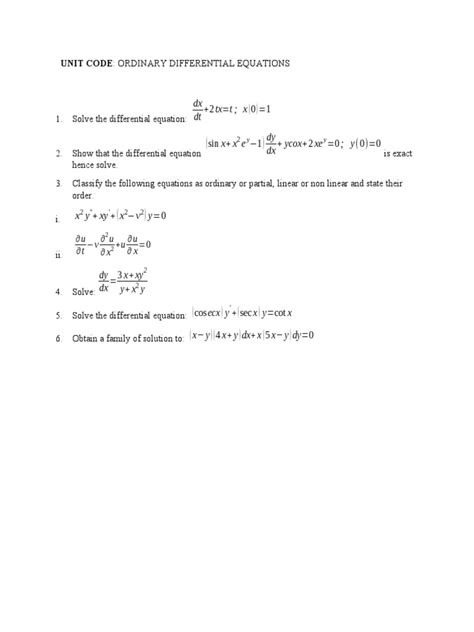 Ordinary Differential Equations | PDF