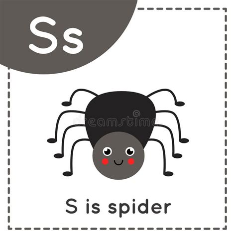 Learning English Alphabet for Kids. Letter S. Cute Cartoon Spider. Stock Vector - Illustration ...