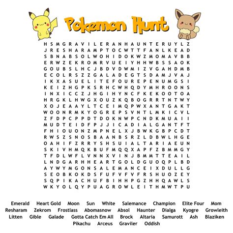 Pokemon Word Search Puzzles - 10 Free PDF Printables | Printablee