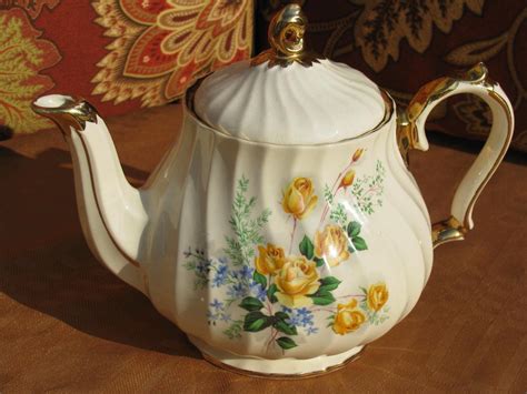 Vintage Sadler Yellow Rose Teapot by whimsicalvintage on Etsy