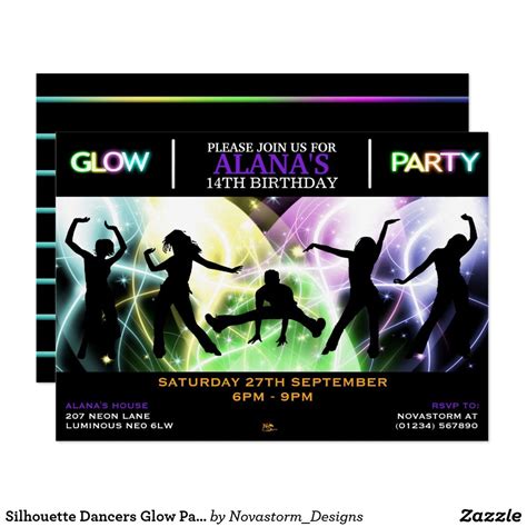 Silhouette Dancers Glow Party Invitations | Zazzle | Glow party, Dance ...