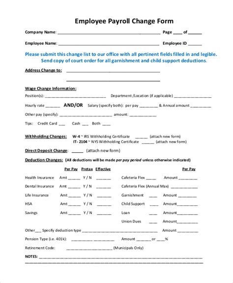 FREE 12+ Sample Payroll Change Forms in PDF | Excel | Word