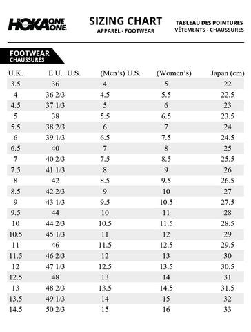 Hoka One One Shoe Size Guide - SportSA