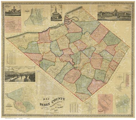 Berks County Pennsylvania 1860 Old Wall Map with Homeowner | Etsy