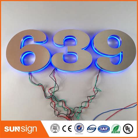 Custom decorative LED sign brushed stainless steel metal backlit LED ...