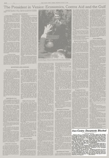 IRAN-CONTRA DOCUMENTS BLOCKED - The New York Times