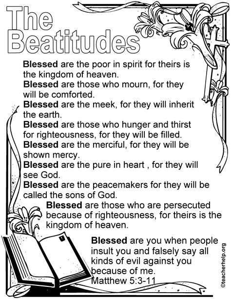 The Beatitudes Coloring Sheet | Homeschool: Bible | Pinterest | Beatitudes, Sunday school and Bible