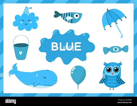 Blue. Educational worksheet for kids. Learning the color blue set Stock Vector Image & Art - Alamy