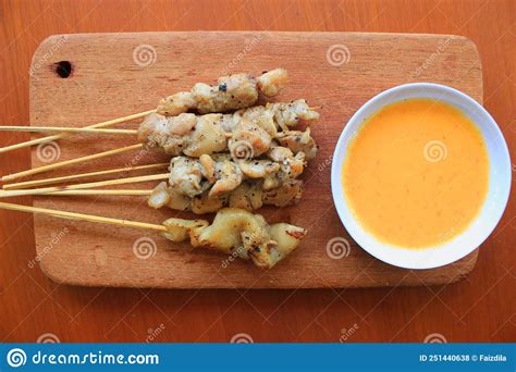 Sate Taichan or Taichan Satay , Made from Chicken Meat, Served with Sauce, Ketchup and Lime ...