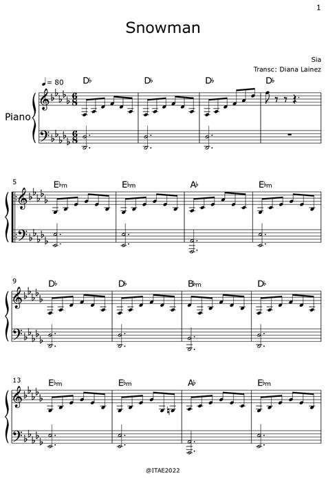 Snowman - Sheet music for Piano