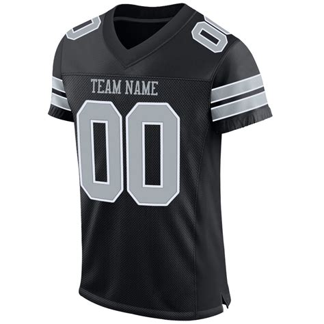 Custom Black Silver-White Mesh Authentic Football Jersey – Fiitg