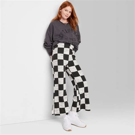 Women's Ascot + Hart Checkered Graphic Wide Leg Pants - Xl : Target