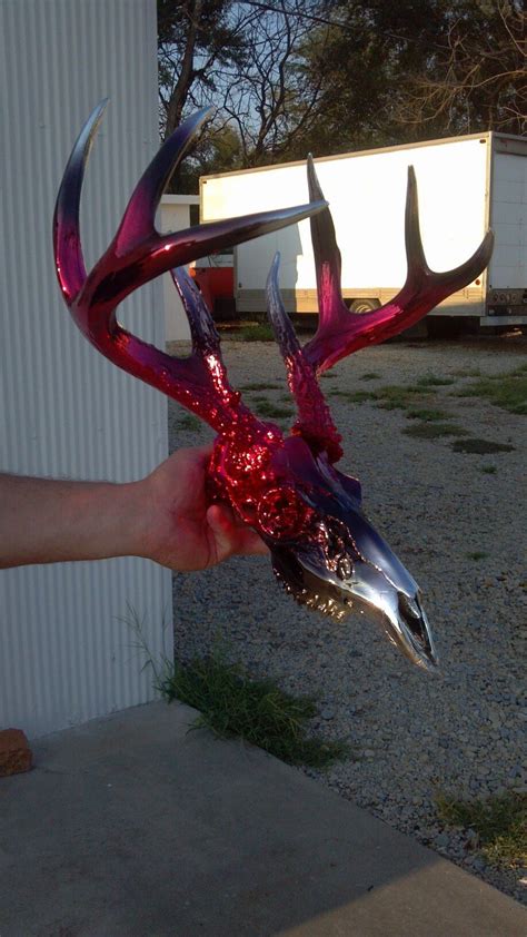 Red Black Candy Chrome Deer Skull by Alternative Chrome Creations http ...