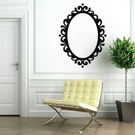 Mirror Vinyl Sticker Removable Picture Frame Oval Mirror Decoration Contempory Classic Vinyl ...