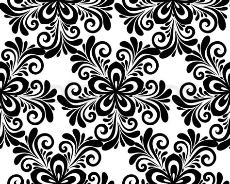 Black and white floral seamless ... | Stock vector | Colourbox