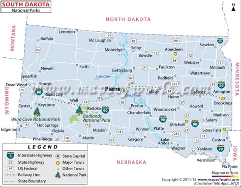 South Dakota National Parks Map | South Dakota State Parks Map