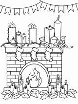 Christmas Fireplace Coloring Pages Printable For Free Download sketch template
