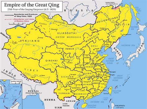 Map of the Qing empire at its greatest extent : r/MapPorn