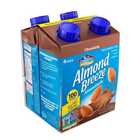 Almond Breeze Almond Milk, Chocolate 8 fl oz, 4 Count - Walmart.com - Walmart.com