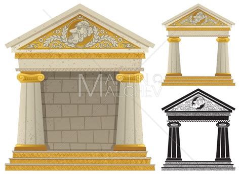 Greek Temple Vector Cartoon Illustration. Ancient, Roman, Frame, Border ...