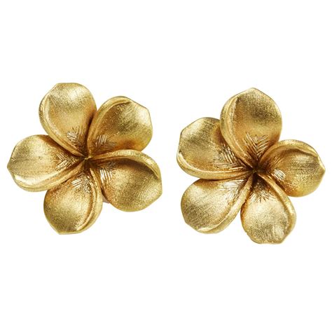 jade Jagger Large Gold Flowers Earrings at 1stDibs | large gold flower earrings