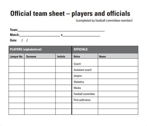 10+ Sample Football Score Sheet Templates | Sample Templates