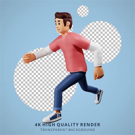 Premium PSD | Young people running 3d character illustration