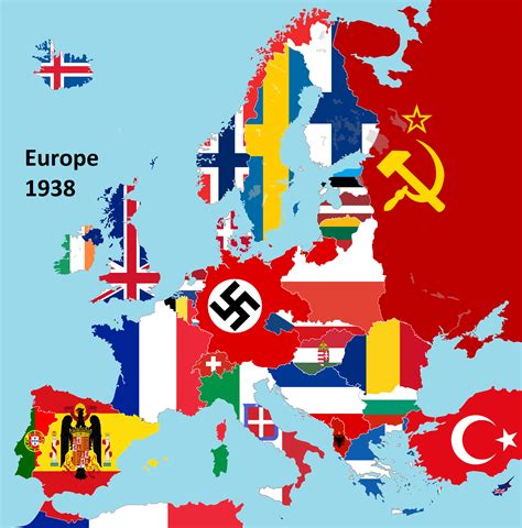 Map Of Europe With Country Flags