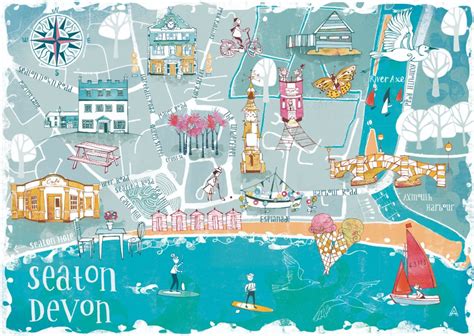 Seaton & Devon Illustrated Map Tea Towels – Coastal Craft Collective