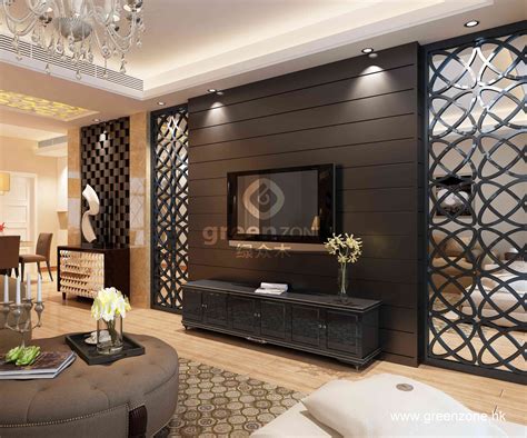 Living room tv background wood wall panels. | Living room partition ...