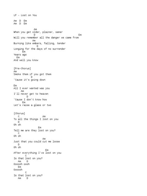 LP - Lost-On-You (Chords) | Song Structure | Songs