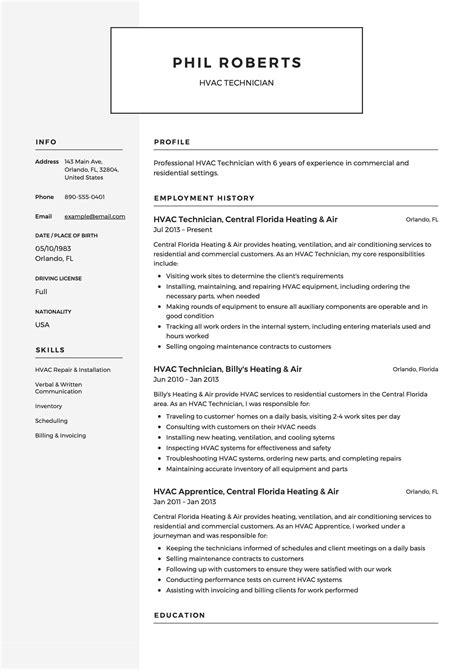 11++ Hvac technician resume pdf That You Can Imitate