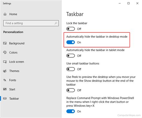 How to Toggle the Autohide Feature for the Windows Taskbar