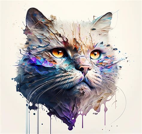 Premium AI Image | Realistic watercolor white cat illustration white ...