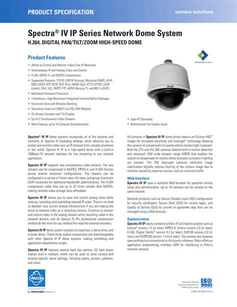 Pelco Spectra IV IP Series Network Dome Camera System