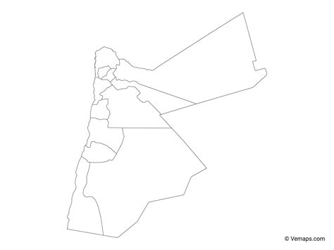 Outline Map of Jordan with Governorates | Free Vector Maps