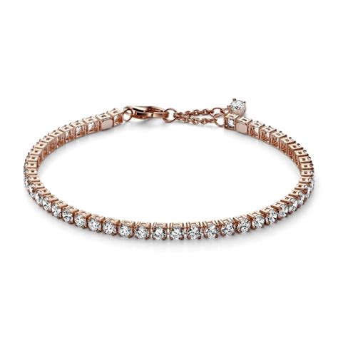 Pandora 14k Rose Gold-Plated Sparkling Tennis Bracelet - Pandora ...